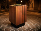 Kosz parkowy stalowo drewniany RKD3 | palisander