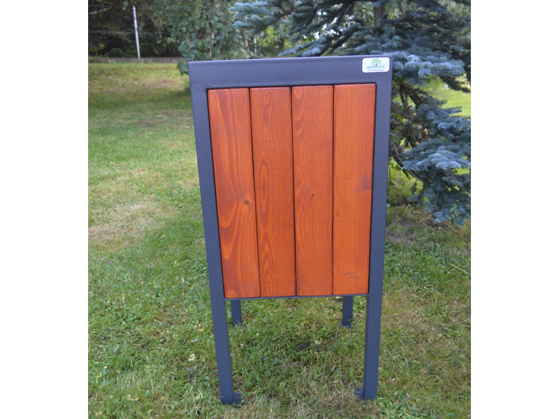 Kosz stalowo drewniany DRW 6 | drewno w kolorze Mahoń, RAl 7016