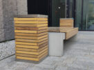 Kosz ze stali nierdzewnej z drewnem IROKO KNS MAR 1 | poj. 80l | zestaw małej architektury