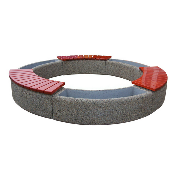 Ławka betonowa łukowa 157cm –  411 | z donicami tworząc okrąg