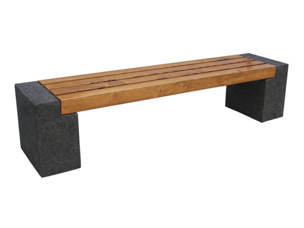 Ławka betonowa model id. 801. Długość: 160-230cm, Deski 90x90cm. | Czarny diabaz, sosna