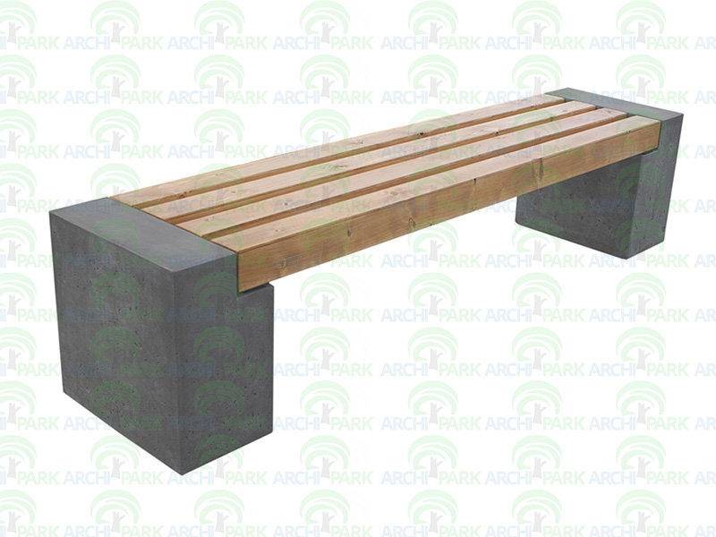 Ławka betonowa model id. 801. Długość: 160-230cm, Deski 90x90cm. | Grafit Gładki, jasny dąb