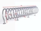 Stojak na rowery SPIRALA B-2, rura Ø 33,7mm | o długosci 200cm, rysunek z wymiarami