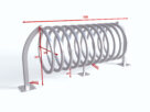 Stojak na rowery SPIRALA B-3, z profila | 150cm, wymiary