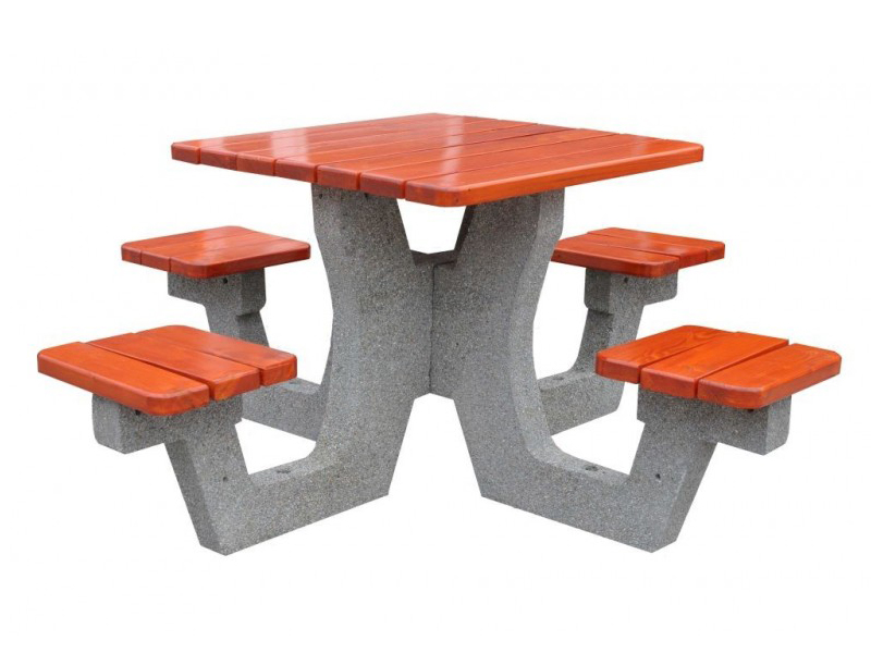 Kwadratowy stół betonowy z 4 siedziskami nr. 507