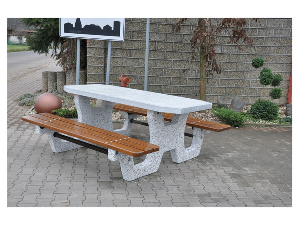 Stół betonowy piknikowy z ławkami nr. 504B | ławki bez oparcia | blat szlifowany | z realizacji