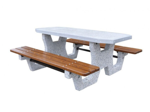 Stół betonowy piknikowy z ławkami nr. 504B | ławki bez oparcia | blat szlifowany