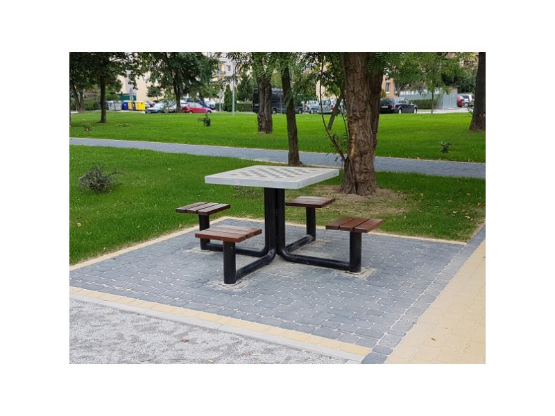 Stół szachowy stalowo-betonowy zewnętrzny | model 523 | blat kwadratowy