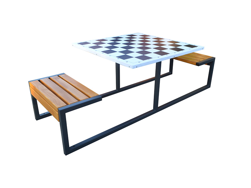 Zewnętrzny, stalowy stół do gry w szachy z 2 siedziskami S1