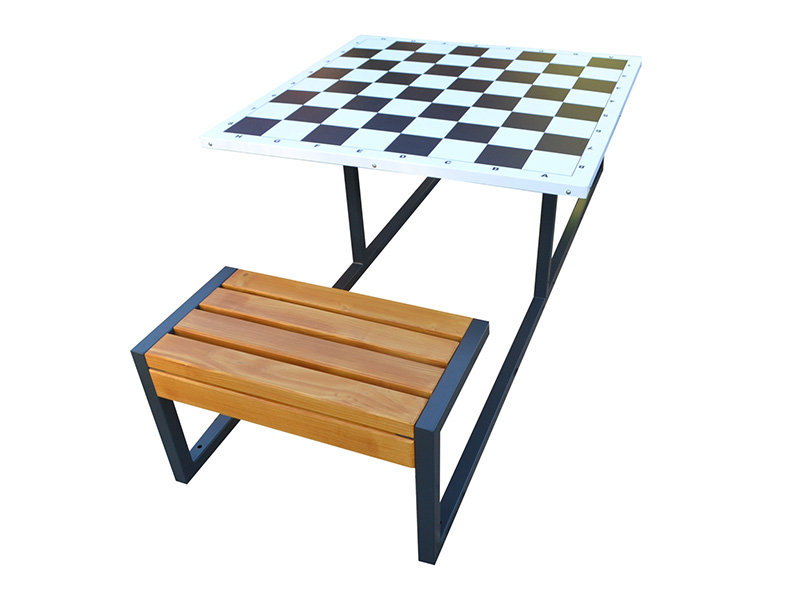 Zewnętrzny, stalowy stół do gry w szachy z 2 siedziskami S1