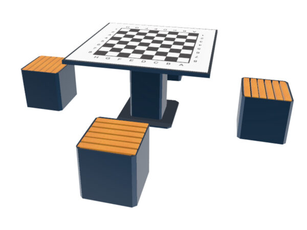 Zewnętrzny stalowy stół do gry w szachy z 4 siedziskami S2