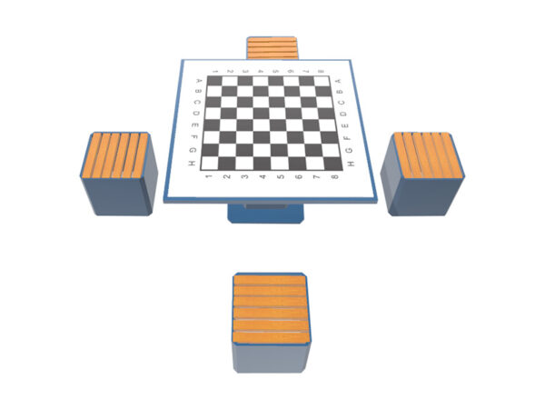 Zewnętrzny stalowy stół do gry w szachy z 4 siedziskami S2