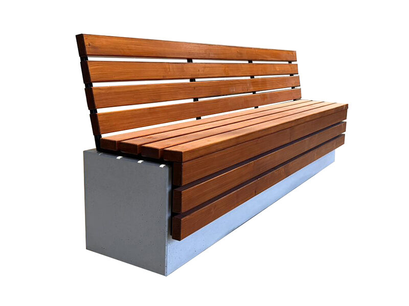 Ławka z oparciem z betonu architektonicznego | murek + siedzisko | 100-200cm - Archipark