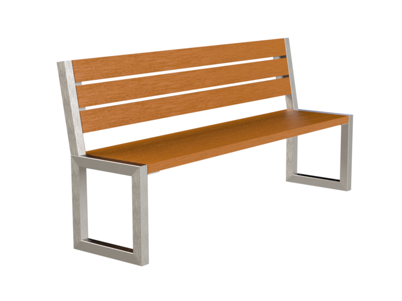 Ławka ze stali nierdzewnej z oparciem MAR9 - Archipark awka ze stali nierdzewnej z oparciem MAR9