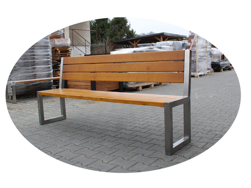 Ławka ze stali nierdzewnej z oparciem MAR9 - Archipark awka ze stali nierdzewnej z oparciem MAR9 z realizacji (2)