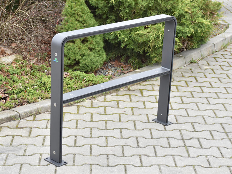 Stojak rowerowy FOCUS | ogumowany | 100x75cm | V2 - Archipark Stojak rowerowy warszawski z gumą zabezpieczającą rower