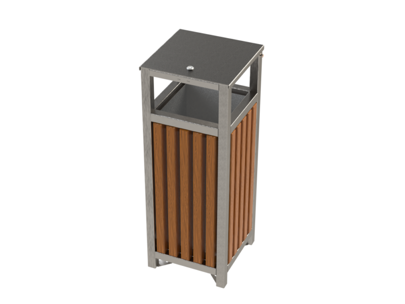 Kosz miejski ze stali nierdzewnej z daszkiem