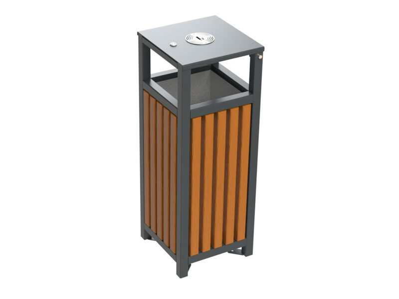 Kosz Łódzki z daszkiem MAR27 - Archipark Kosz uliczny z popielnicą na daszku