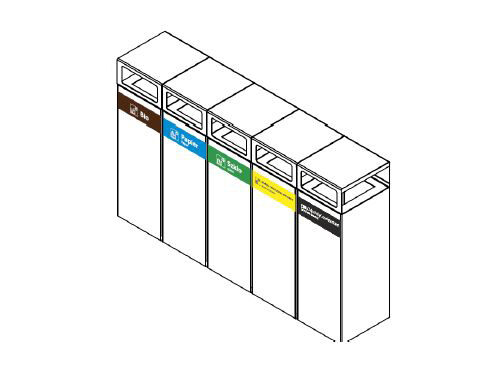 Kosz na perony 5 komorowy z tworzywa