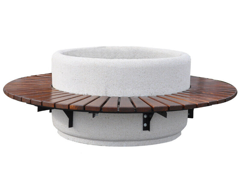 Donica owalna z ławką okalającą Ø 225 wys. 80 kod: 294 - Archipark Donica betonowa okrągła z ławką dookoła