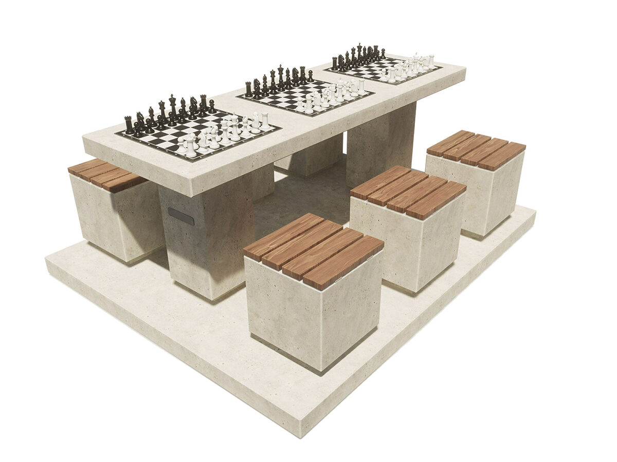 Stół szachowy betonowy APULIA III z 6 krzesłami - Archipark