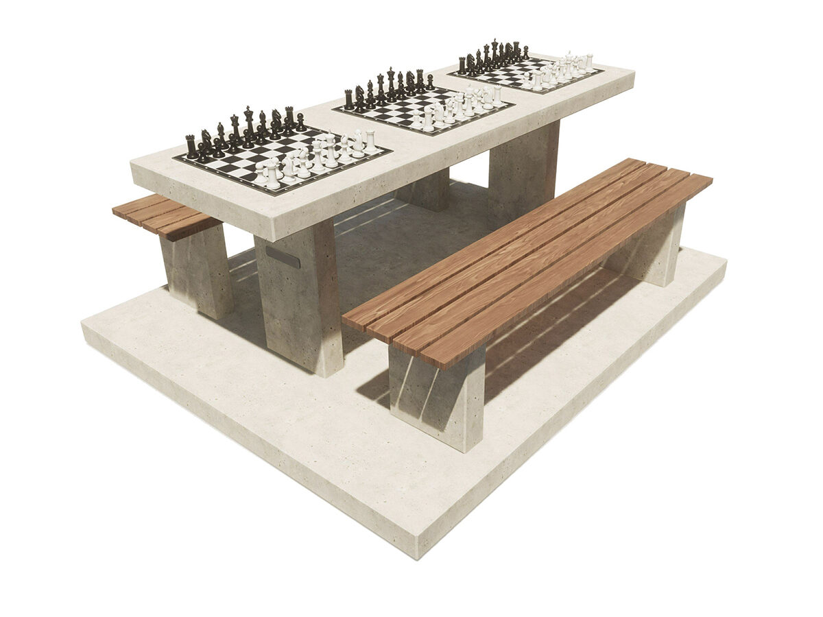 Stół szachowy betonowy potrójny LATIUM - Archipark