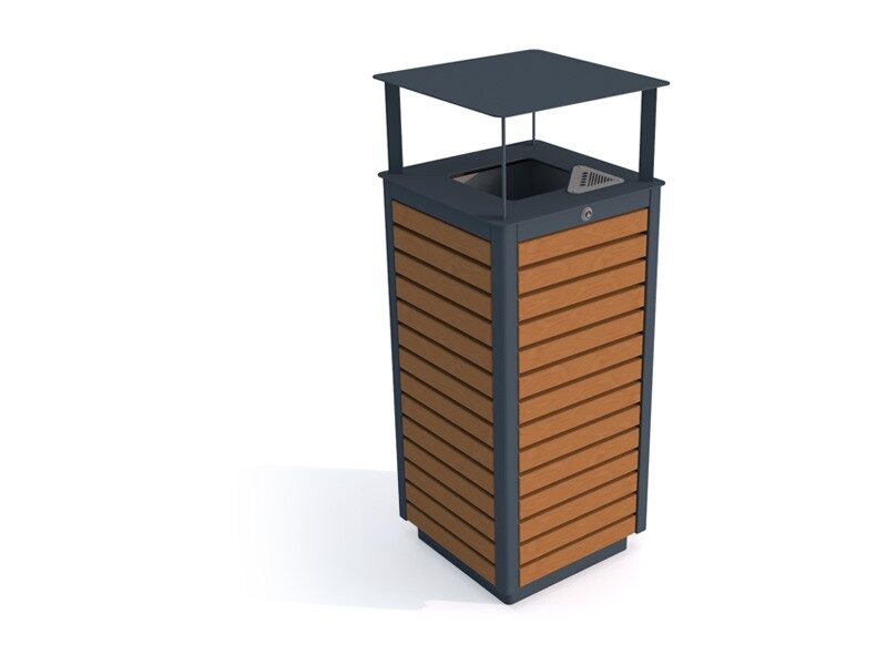 Kosz na śmieci LORIS III 80l z popielnicą i deskami z 4 stron - Archipark