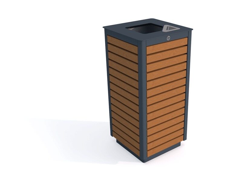 Kosz na śmieci LORIS VIII 80l z popielnicą i deskami z 4 stron - Archipark