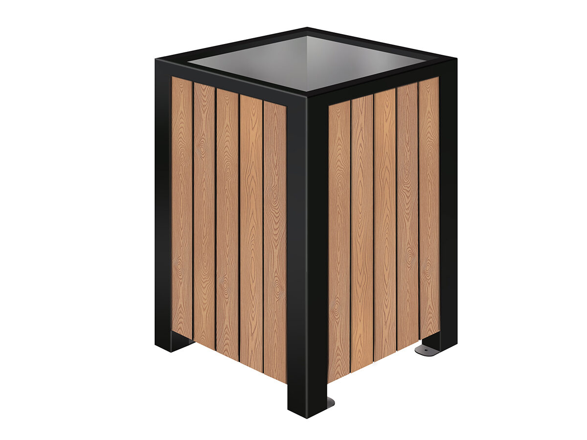 Kosz na śmieci POLI 4 z listwami polimerowymi (z tworzywa) - Archipark