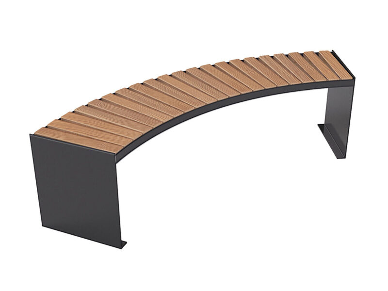 Ławka bez oparcia łukowa POLI 3 z listwami polimerowymi (z tworzywa) - Archipark