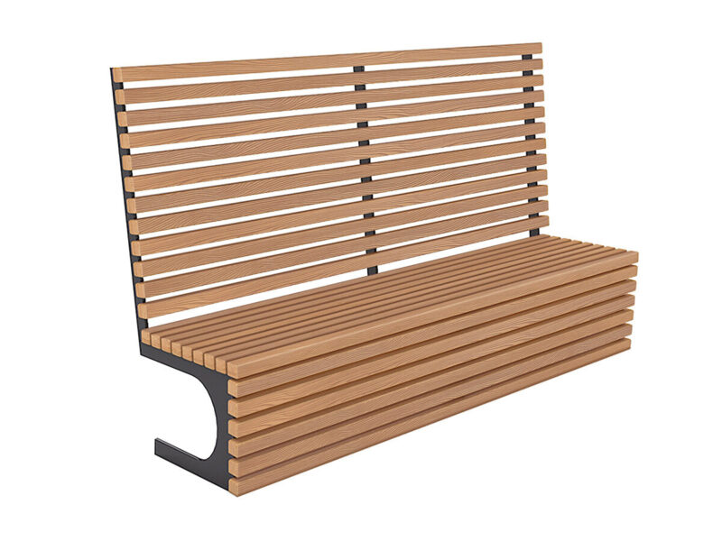 Ławka z oparciem POLI 4 z listwami polimerowymi (z tworzywa) - Archipark