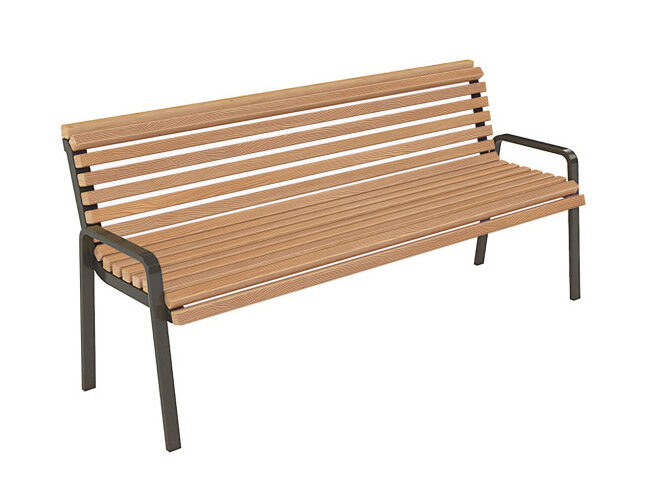 Ławka z oparciem POLI 5 z listwami polimerowymi (z tworzywa) - Archipark