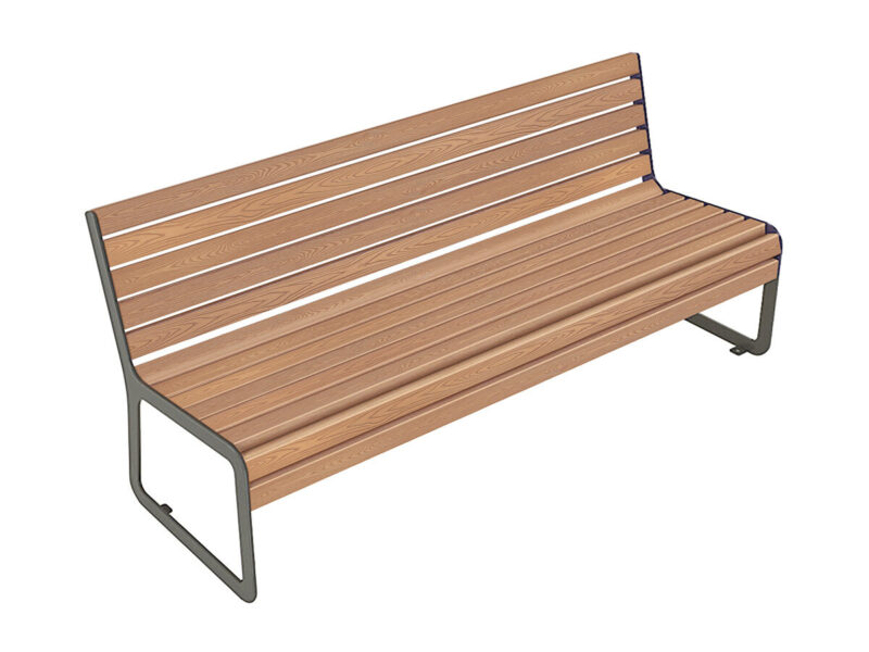 Ławka z oparciem POLI 6 z listwami polimerowymi (z tworzywa) - Archipark