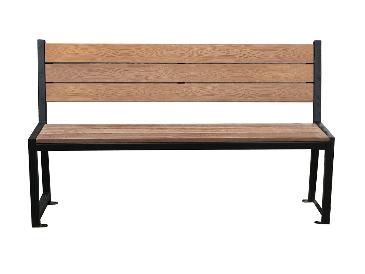 Ławka z oparciem POLI 7 z listwami polimerowymi (z tworzywa) - Archipark