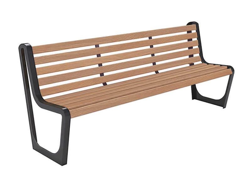 Ławka z oparciem POLI 9 z listwami polimerowymi (z tworzywa) - Archipark