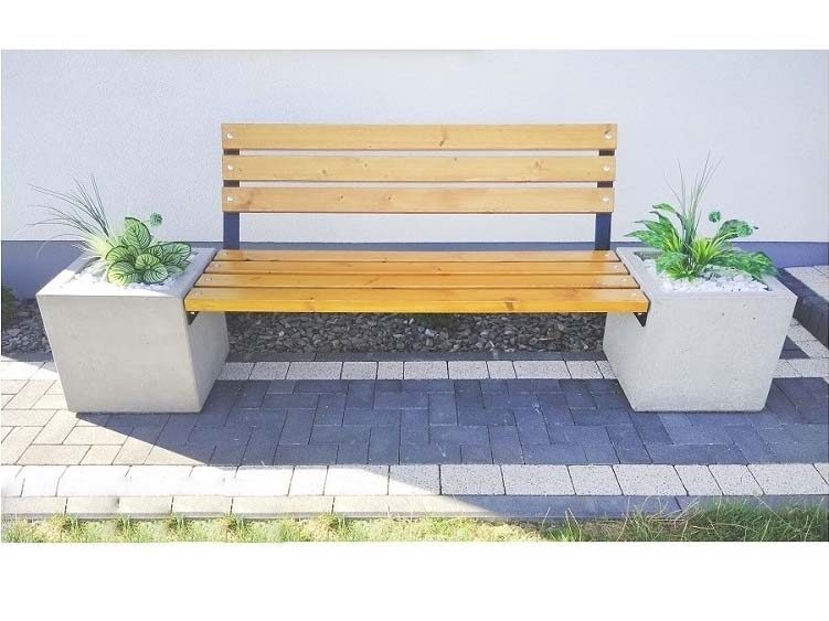 Ławka betonowa z oparciem z donicami ARCH-2 - Archipark
